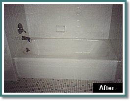 This is the same tub and tile surrounding after we
      reglazed or (refinished) it.