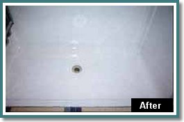 This is the same shower after we installed a new 
fiberglass floor.